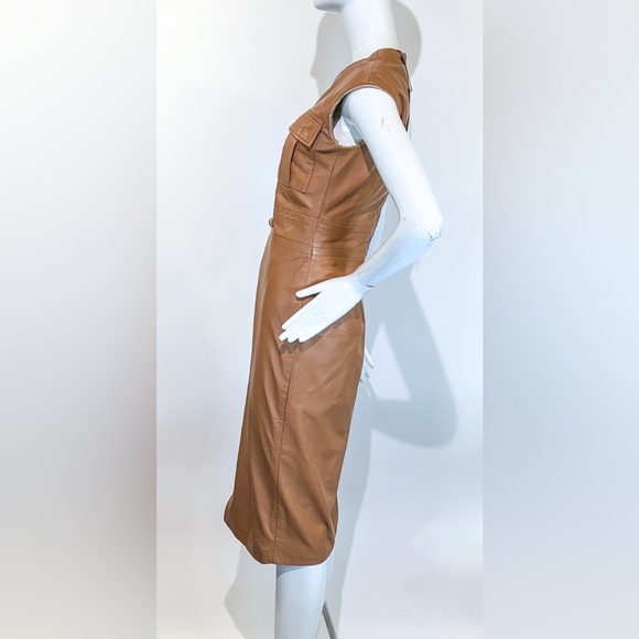 NWT KAREN MILLEN Leather Snaffle Trim Pocket Dress Size: 2 - Picture 4 of 8